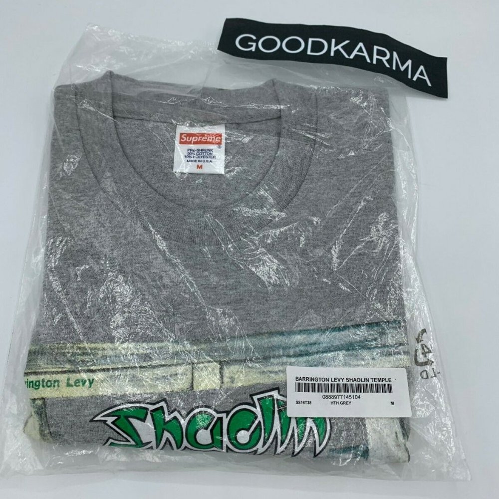Supreme Barington Levy Shaolin Temple Tee Gray NEW